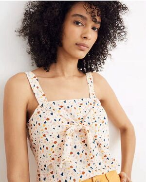 Madewell Women's Terrazzo Print Tie Front Tank Top Size 14 Multicolor